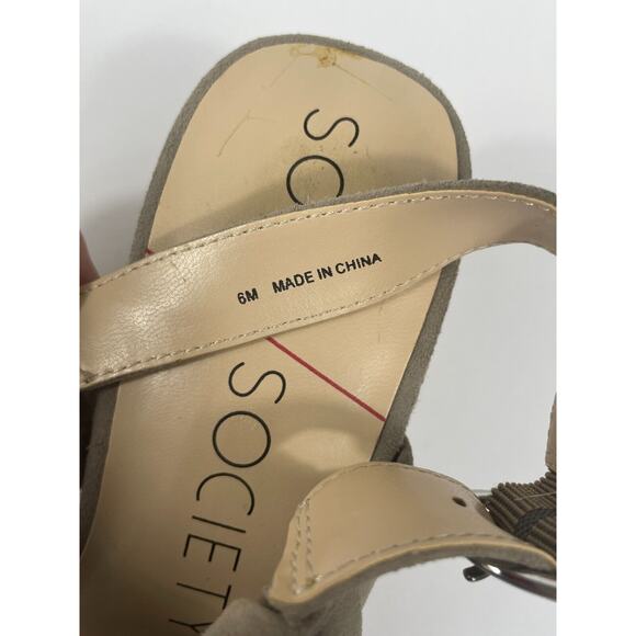 Sole Society Size 6 Mariel Studded Sandal Block Heel Mushroom Suede Wedge - Picture 9 of 12